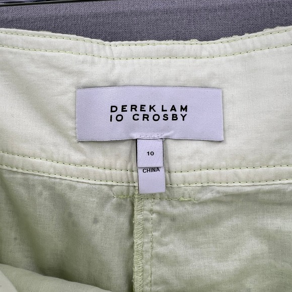 DEREK LAM 10 CROSBY Shorts Womens 10 Matcha Green Monterey Belted Floral Eyelet - Picture 11 of 16